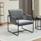 HOMCOM Modern Accent Chair, Upholstered Armchair with Side Pockets and Steel Frame, Comfy Reading Chair for Bedroom, Grey