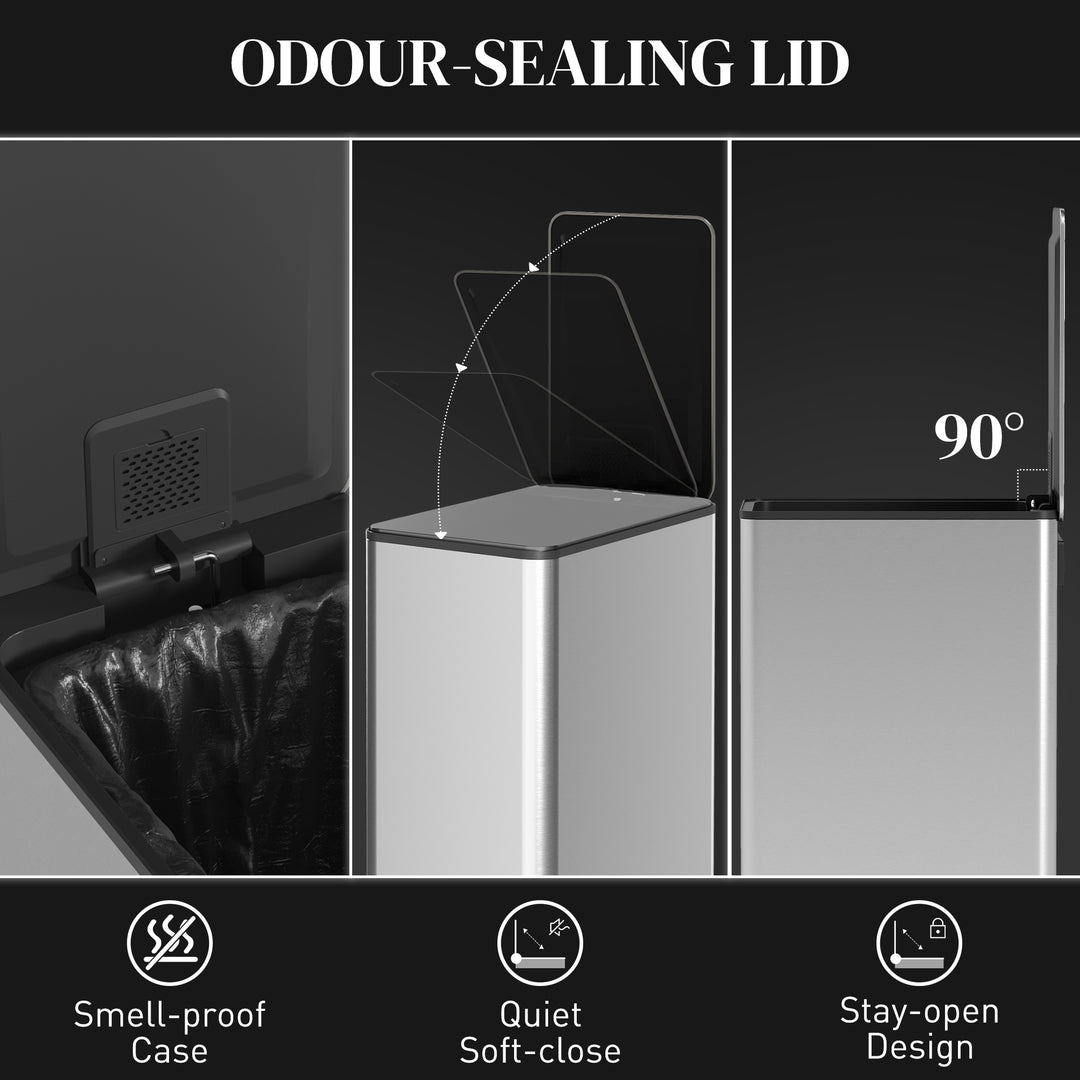 HOMCOM 5.3 Gallon Stainless Steel Kitchen Garbage Can with Soft-close Lid, Foot Pedal, Fingerprint-Proof, Silver