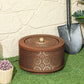 Outsunny Outdoor Water Fountain with LED Lights, 10" Tall Garden Waterfall Fountain with Adjustable Flow, Brown