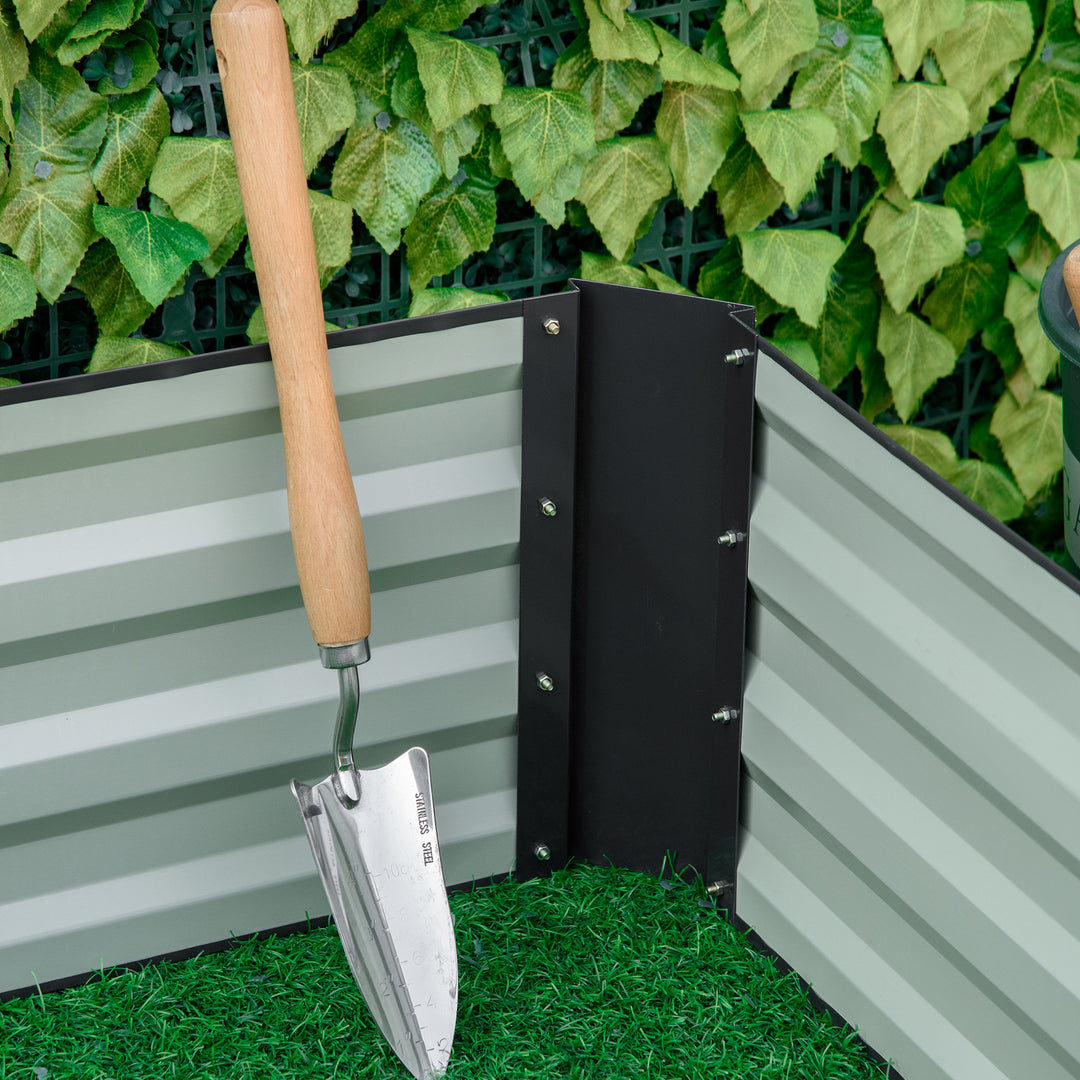 Outsunny 95" x 36" x 12" Galvanized Raised Garden Bed, Metal Elevated Planter Box for Growing Flowers, Herbs, Succulents, Grey