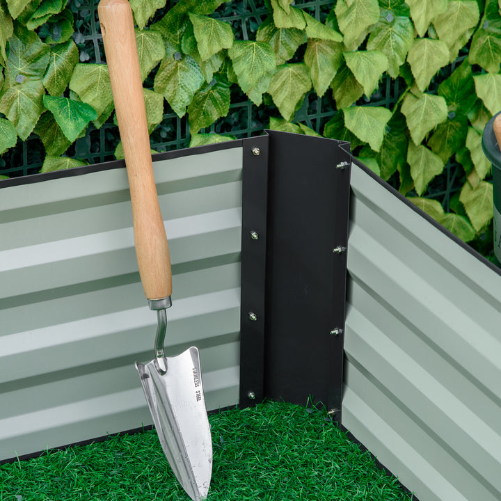 Outsunny 95" x 36" x 12" Galvanized Raised Garden Bed, Metal Elevated Planter Box for Growing Flowers, Herbs, Succulents, Grey