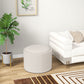 HOMCOM Round Coffee Table, End Table with Hidden Storage and Tray Top, Linen Upholstered Footrest for Living Room