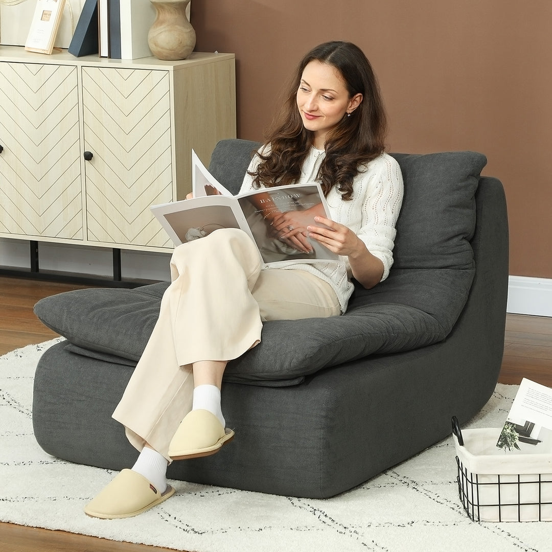 HOMCOM Floor Sofa with Single Piece Ultra High-Density Foam, Armless Floor Chair for Living Room, Bedroom, Home Office, Green