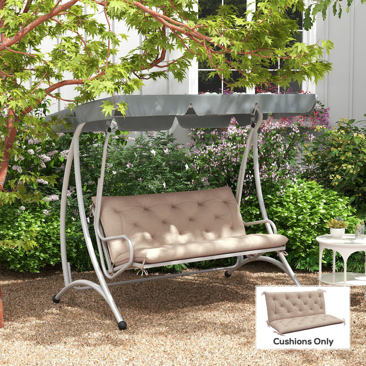 Outsunny 2 Seater Garden Bench Cushion, Soft Thick Outdoor Non-Slip 2 Seater Soft Pad With Backrest for Garden Patio, 47" x 43" x 5", Light Grey