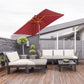 Outsunny 6.6x5ft Square Market Parasol, Wooden Patio Umbrella with Tilt Mechanism and 6 Bamboo Ribs, Garden Sunshade, Wine Red