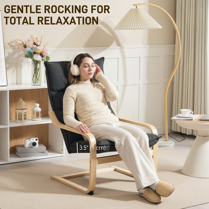 HOMCOM Modern Armchair, Upholstered Accent Chair with Curved Leg and Arm, Leisure Lounge Chair for Living Room, Light Grey