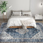 HOMCOM 6x9 Area Rug, Vintage Machine Washable Rug, Non-Slip Floor Carpet for Living Room, Bedroom, Dining Room, Blue