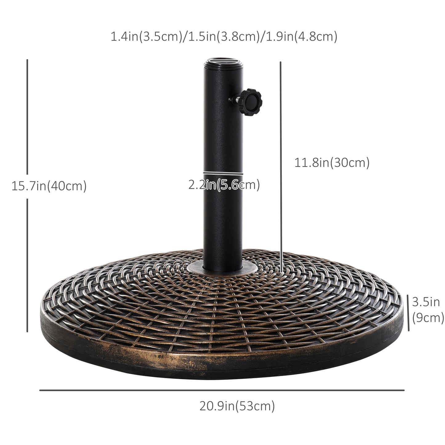 Outsunny 18â€� Round Patio Umbrella Base Outdoor Decorative Cast Stone Resin Parasol Stand Market Garden Umbrella Holder, Bronze