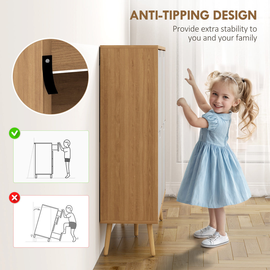 HOMCOM Shoe Storage Cabinet with 4 Flip Drawers and Adjustable Shelf, Shoe Cabinet for 8-16 Pairs of Shoes, Natural
