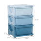 Qaba 3 Tier Kids Toy Organizer and Storage Bins with 3 Plastic Drawers, Blue