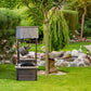 Outsunny Wooden Well Wishing Fountain Outdoor with Electric Pump Water Bucket for Patio Garden Carbonized
