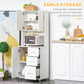 HOMCOM Modern Kitchen Cupboard with Storage Cabinet Hutch, 2 Cabinets, 3 Drawers and Open Countertop, White