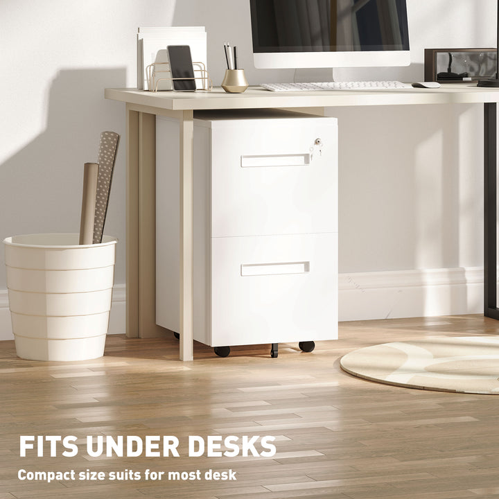 Vinsetto File Cabinet, Vertical Filing Cabinet with Adjustable Partition for A4 Letter Size, Lockable for Office, White