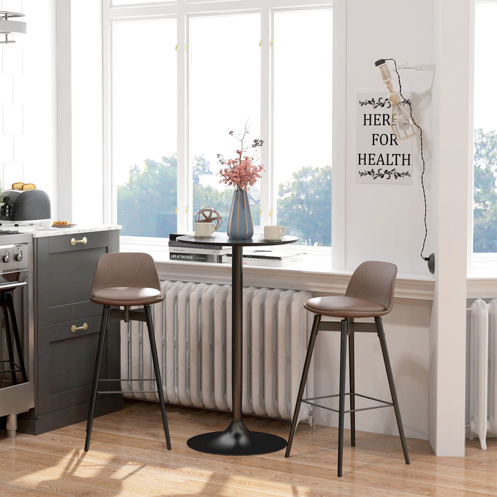 HOMCOM High Top Bar Table, Modern Round Dining Table with Painted Top and Steel Base, Bistro Table for 2 People, Black