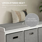 HOMCOM Shoe Storage Bench with Seat, Entryway Bench Seat with Cushion, 3 Fabric Drawers for Hallway, Grey
