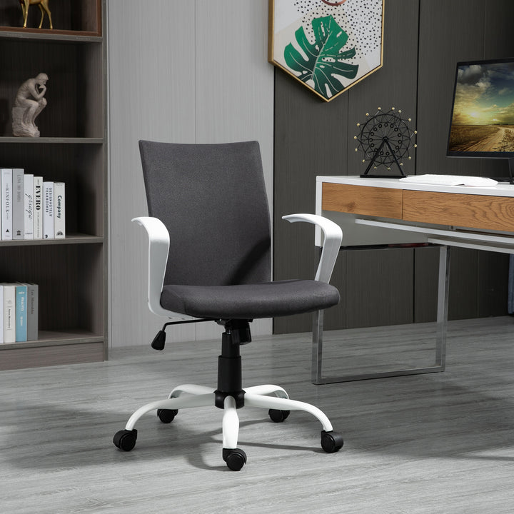 Vinsetto Linen Mid Back Office Chair With Tilt Function, Swivel Computer Chair, Charcoal Grey