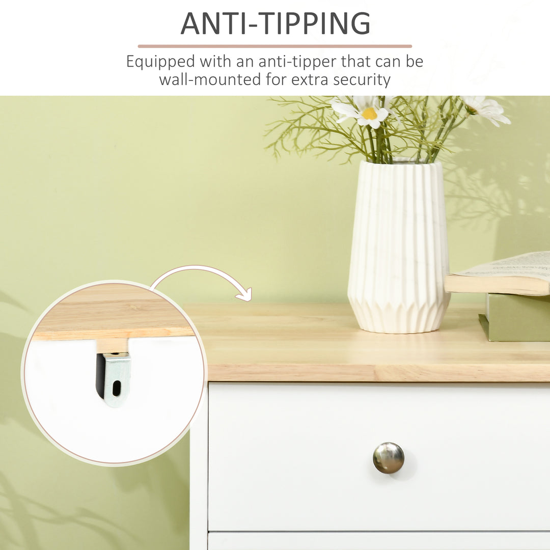 HOMCOM Modern Sideboard, Buffet Cabinet with Storage Cabinets, Drawers and Adjustable Shelves for Living Room, White