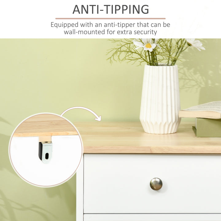 HOMCOM Modern Sideboard, Buffet Cabinet with Storage Cabinets, Drawers and Adjustable Shelves for Living Room, White