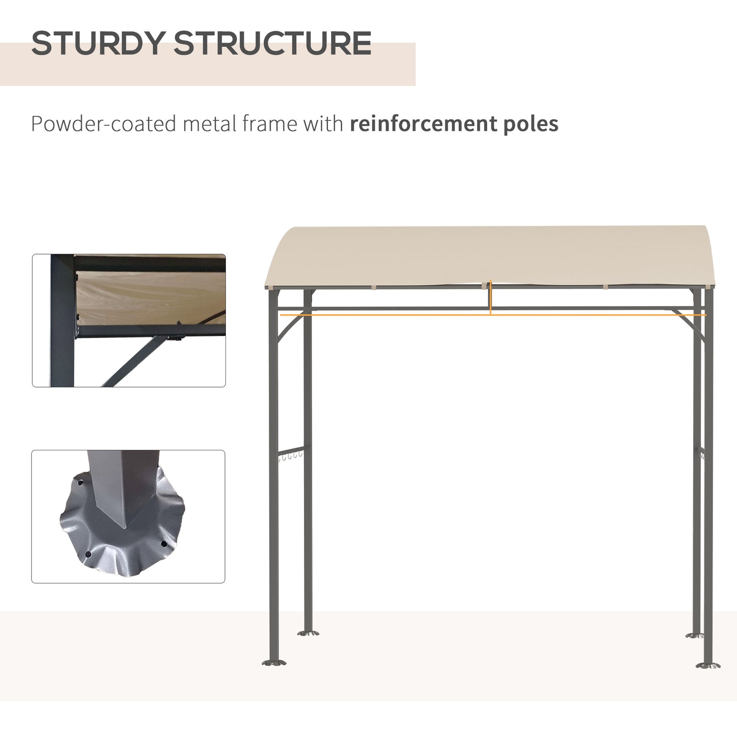 Outsunny 7' x 5' BBQ Grill Gazebo Tent, Garden Grill Canopy with Steel Frame and Hooks, Outdoor Sun Shade, Beige