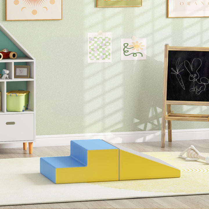 Soozier 2-Piece Climb and Crawl Activity Soft Play Set, Secure Foam Blocks Playset for Toddler Preschooler Babies Indoor, Activity Structure Play Equipment, Multi-colour