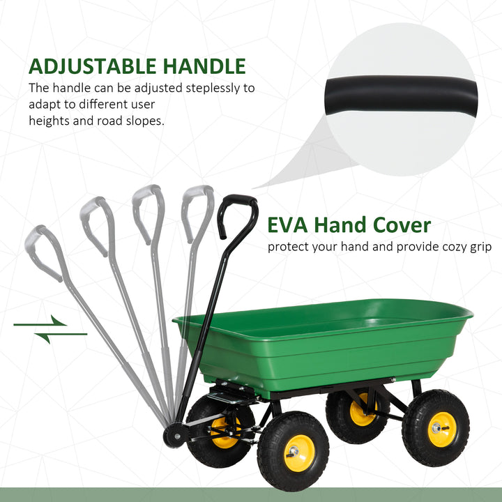 Outsunny Garden Dump Cart Heavy Duty 440lbs Wagon with Steel Frame and 10'' Pneumatic Tires, Green