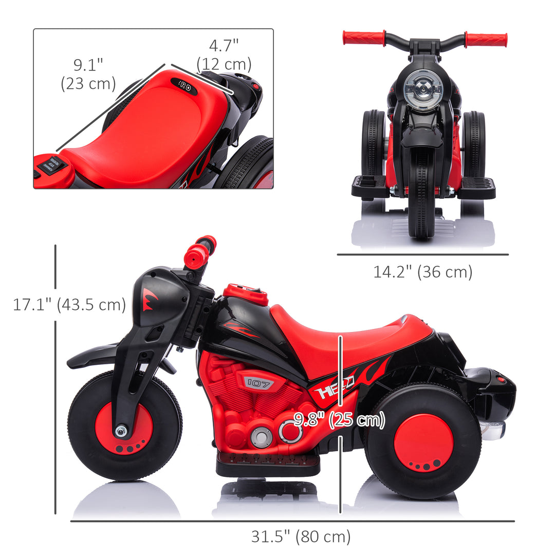 Qaba Electric Motorcycle for Kids, 6V Ride on Bubble Car with LED Headlight, Music, Pedal, for 2-5 Years Black