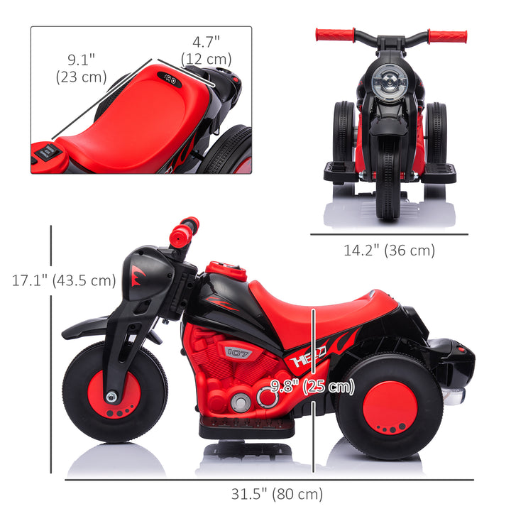 Qaba Electric Motorcycle for Kids, 6V Ride on Bubble Car with LED Headlight, Music, Pedal, for 2-5 Years Black