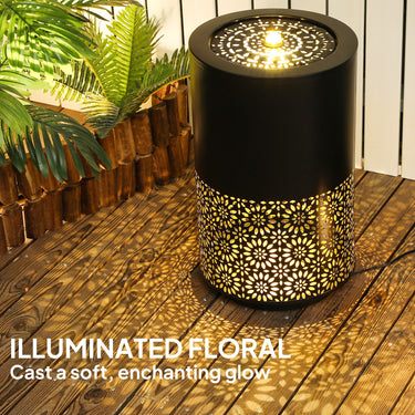 Outsunny 21" Tall Garden Waterfall Fountain with LED Lights, Outdoor Water Fountain Water Feature with Adjustable Flow, Black