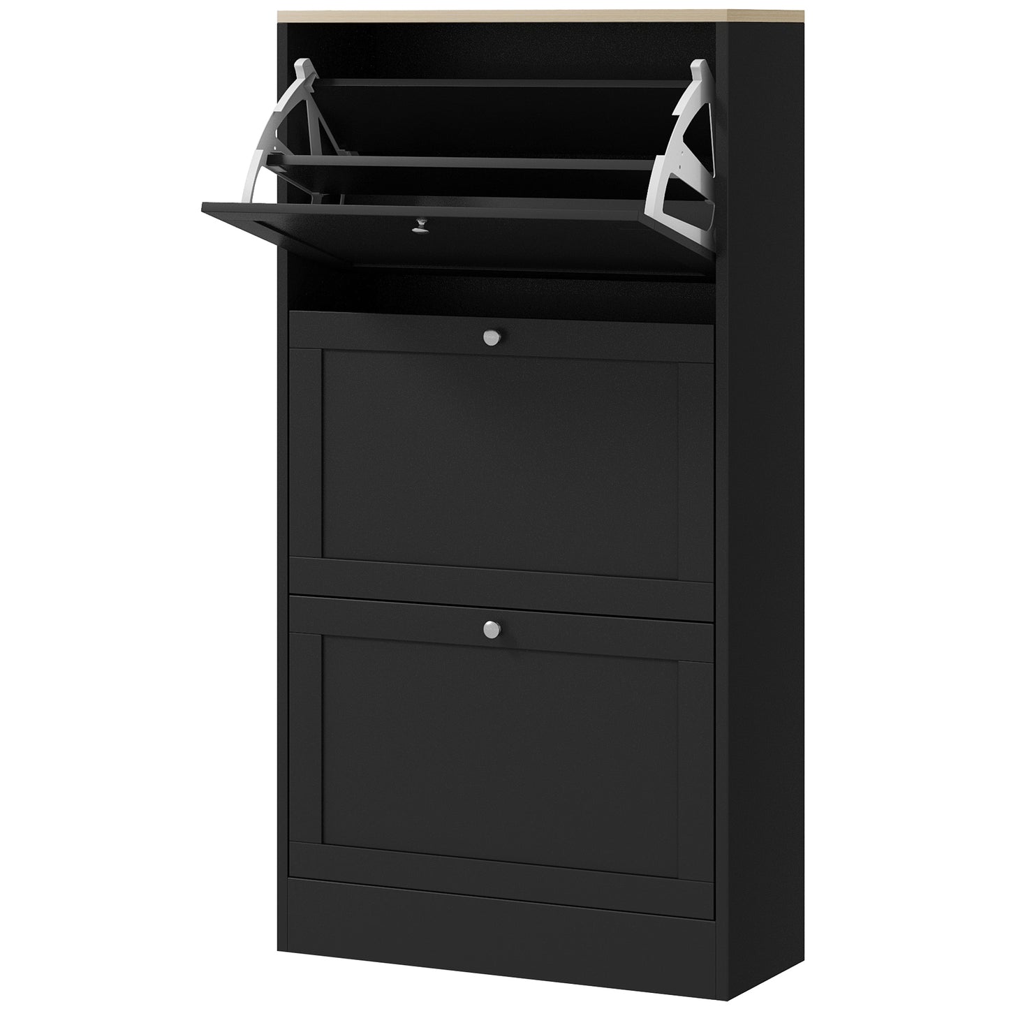 HOMCOM Modern Shoe Storage with 3 Flip Drawers and Adjustable Shelves, Shoe Cabinet Organizer for 18 Pairs of Shoes, White
