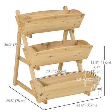 Outsunny 3 Tier Raised Garden Bed, Vertical Wooden Elevated Planter Box Kit, Plant Stand for Flowers, Vegetables, Herbs
