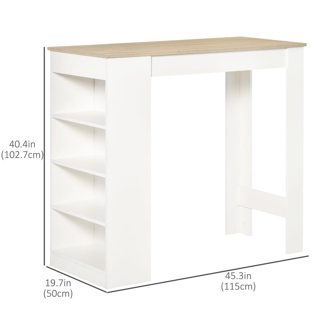 HOMCOM Bar Table, High Top Pub Table with 4 Storage Shelves, Modern Bar Height Table for Home Bar, Kitchen, Grey