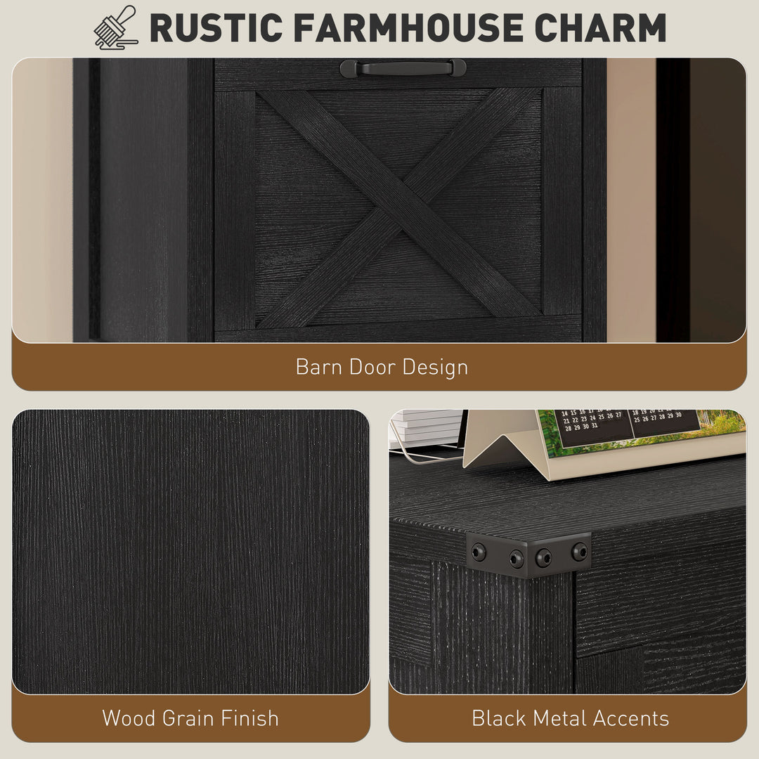 HOMCOM Vertical Filing Cabinet with 2 Drawers, Rustic Farmhouse Office Storage Cabinet for A4, Letter Size, Rustic Brown