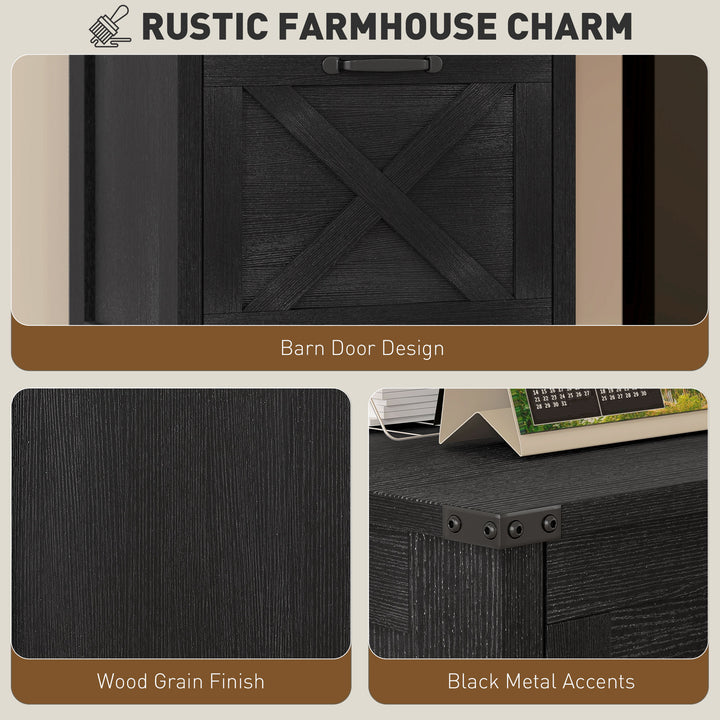 HOMCOM Vertical Filing Cabinet with 2 Drawers, Rustic Farmhouse Office Storage Cabinet for A4, Letter Size, Rustic Brown