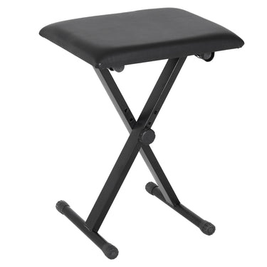 HOMCOM Adjustable Piano Bench, X-Style Folding Piano Stool with Padded Seat, Non-Slip Rubber Feet, Keyboard Chair, Black