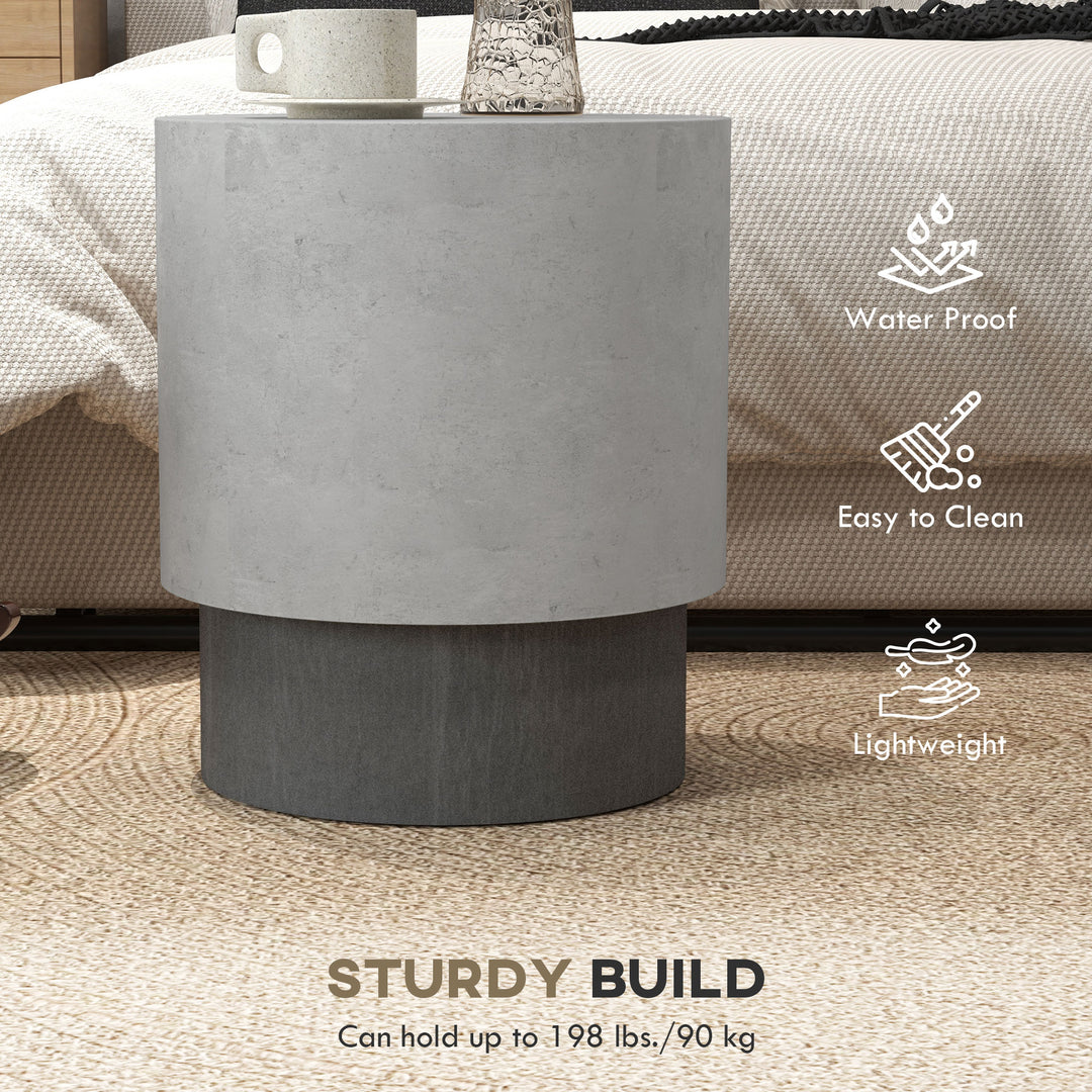 HOMCOM 17" Tall Tree Stump End Table, Concrete Sofa Side Table for Indoor and Outdoor Use, Garden Stool, Natural