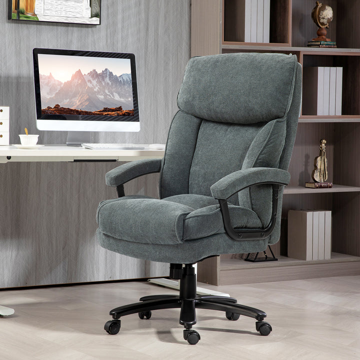 HOMCOM Big and Tall Executive Office Chair, Up to 450 lbs. Heavy Duty Desk Chair, Computer Chair for Heavy People, Grey
