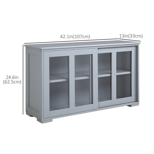 HOMCOM Kitchen Sideboard, Stackable Storage Cabinet, Sliding Glass Door Console, Serving Buffet for Kitchen & Dining Room