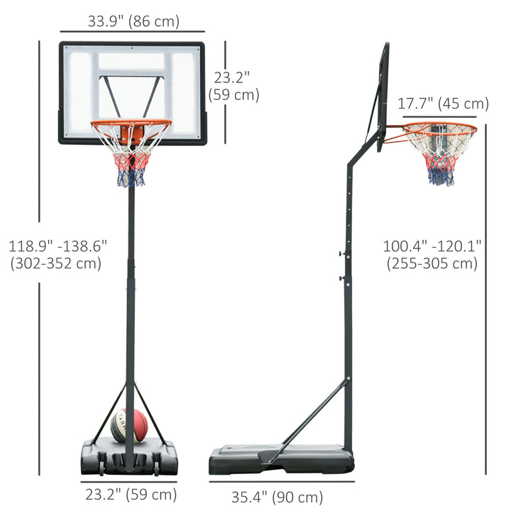 Soozier Portable Basketball Hoop Stand with Wheels, Height Adjustable 8FT-10FT for Outdoor Use, Black