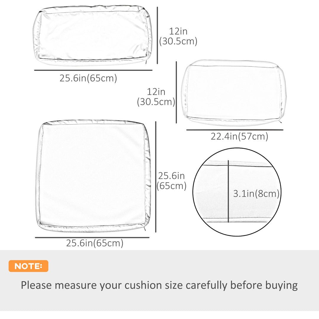 Outsunny Outdoor 14pc Patio Rattan Sofa Set Cushion Polyester Cover Replacement Set - No Cushion Included, Cream White