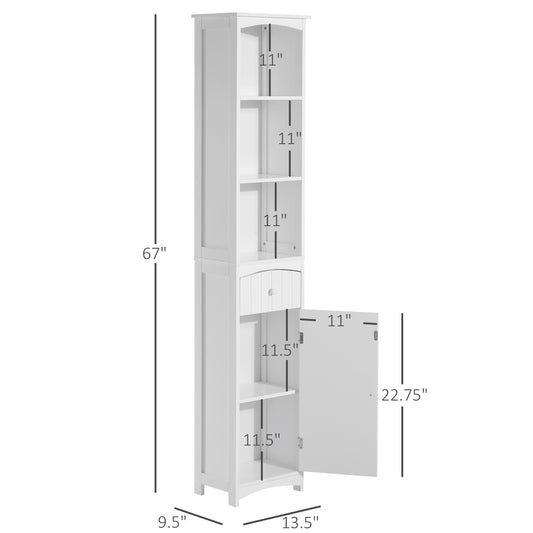 HOMCOM Tall Wooden Bathroom Cabinet Storage Organizer Kitchen Bedroom Decorative