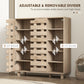 HOMCOM Shoe Cabinet, 21 Pair Shoe Storage Cabinet Organizer with 5-tier Double Door Cabinet and 5-tier Open Shelves, Beige