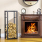 HOMCOM Firewood Rack Outdoor, Log Holder Fireplace Storage Rack with Handles and 220 lbs. Weight Capacity, 23.6" x 9.8" x 39.4", Black