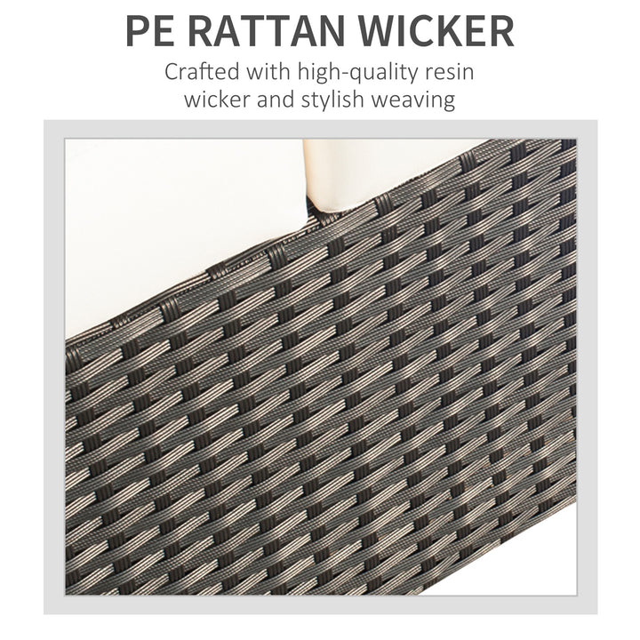 Outsunny Deluxe 3 Seat Rattan Wicker Sofa Garden Outdoor Patio Furniture with Cushion, Cream White