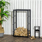 HOMCOM Firewood Rack Outdoor, Log Holder Fireplace Storage Rack with Handles and 220 lbs. Weight Capacity, 23.6" x 9.8" x 39.4", Black