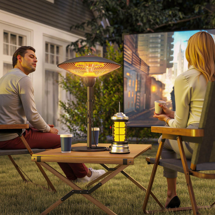 Outsunny 1500 W Electric Patio Heater with Tip-Over Protection, Outdoor Heater with Pull Switch, Black