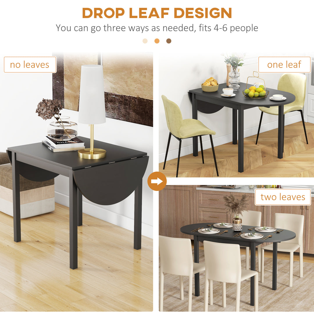 HOMCOM Solid Wood Kitchen Table, Drop Leaf Tables for Small Spaces, Folding Dining Table, Brown