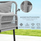Outsunny 2 Pieces Wicker Patio Furniture Set, Small Patio Seat with Outdoor Loveseat, Glass Top Table and Cushions, Light Grey