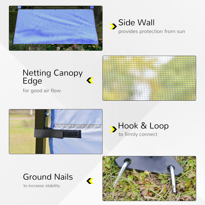 Outsunny 7' x 7' Garden Foldable Pop Up Gazebo Tent with Backpack & Adjustable Legs Outdoor Party Canopy, Blue & Black