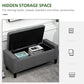 HOMCOM Storage Ottoman Bench Linen-Touch Fabric Tufted Chest Footstool with Flipping Top, Beige
