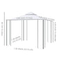 Outsunny 10' x 10' Steel Outdoor Patio Gazebo Canopy with Removable Mesh Curtains, Display Shelves, & Steel Frame, Grey